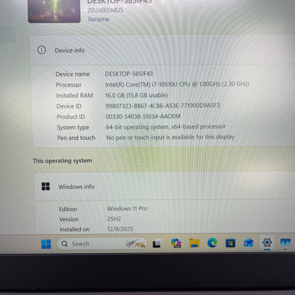 Lenovo ThinkPad X1 CARBON GEN 8 14" i7-10510U 1.8GHz 16GB RAM 1TB SSD