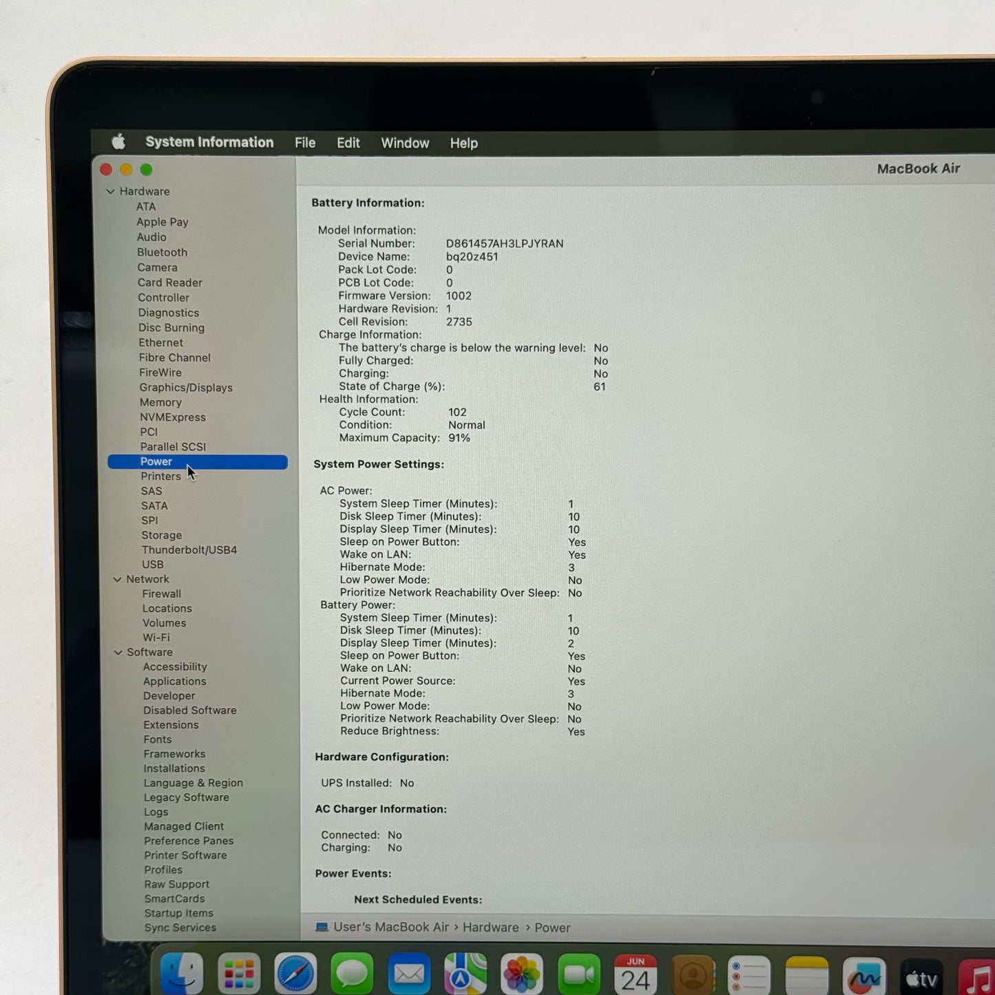 2020 Apple MacBook Air 13.3" M1 8C GPU 3.2GHz 8GB RAM 512GB SSD A2337
