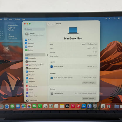 2026 Apple MacBook Neo 13" A18 Pro 5C GPU 4.0GHz 8GB RAM 512GB SSD MHFG4LL/A