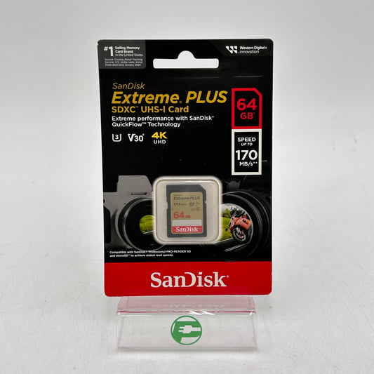New SanDisk Extreme Plus 64GB 170MB/s SDXC Card 4K SDSDXW2-064G-APCIN