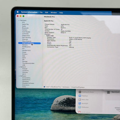 2021 Apple MacBook Pro 16" M1 Pro 16C GPU 3.2GHz 16GB RAM 512GB SSD A2485
