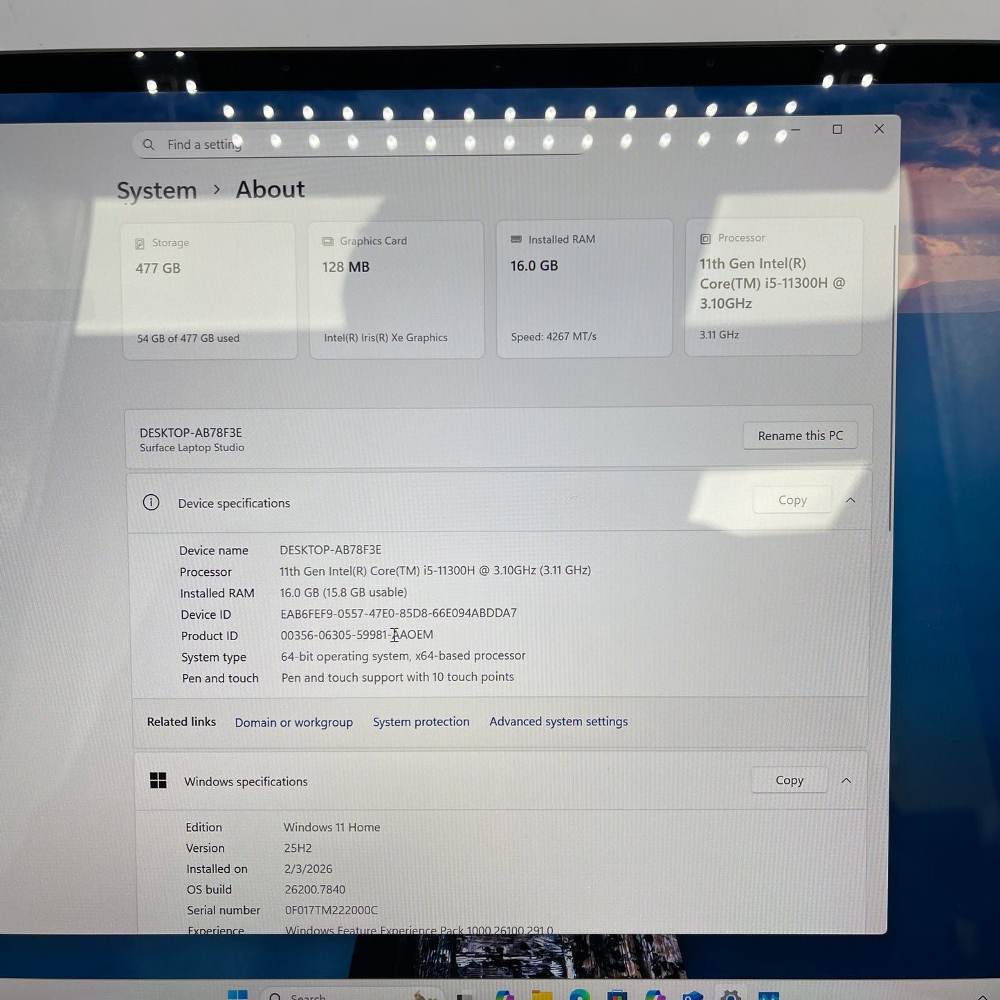 Microsoft Surface Studio 1964 14.4" i5-11300H 3.1GHz 16GB RAM 512GB SSD