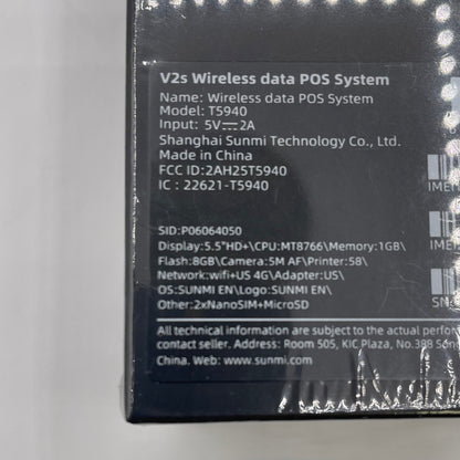New SUNMI V2s Wireless Data Pos T5940
