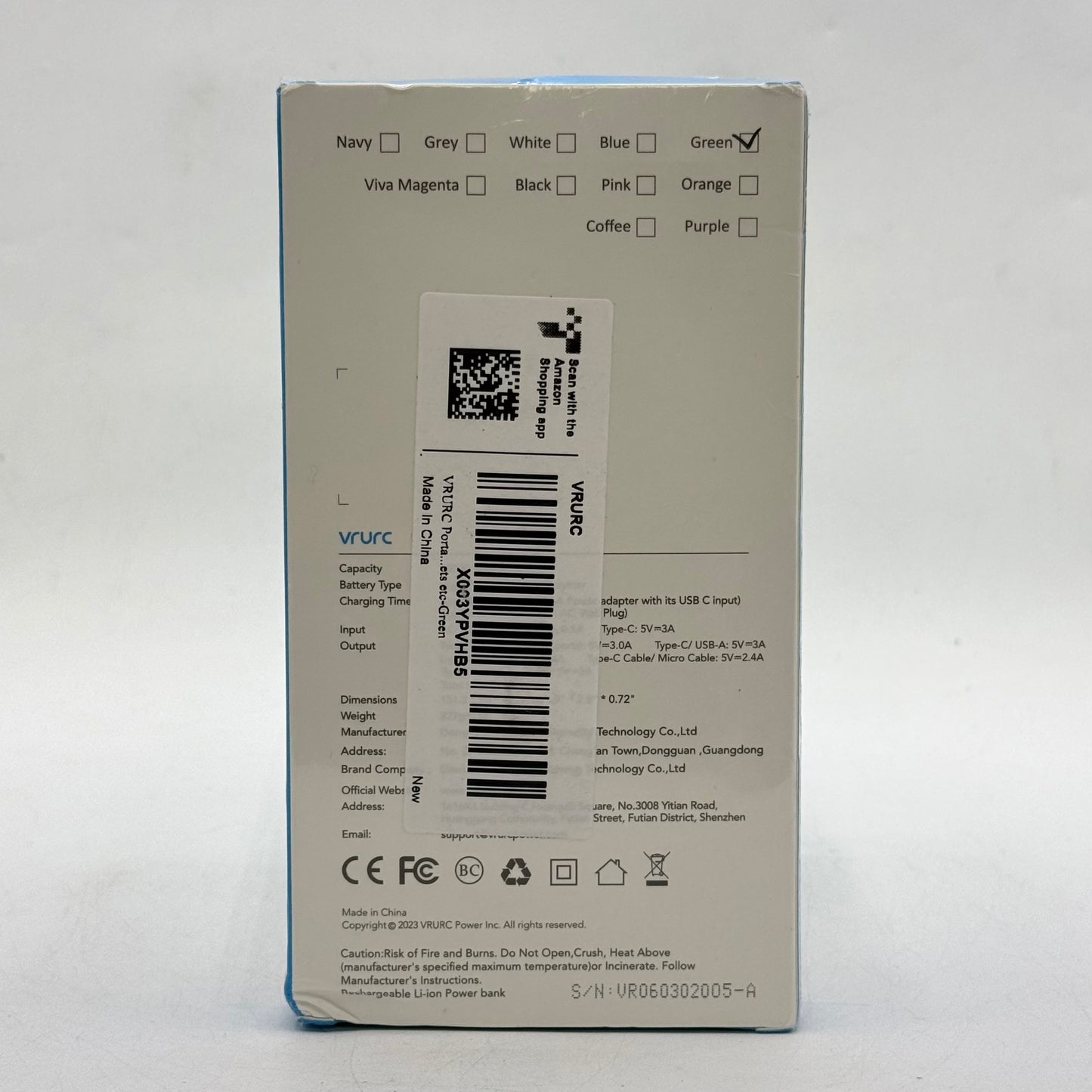 New VRURC 10000mAh Portable Power Bank T01 Green