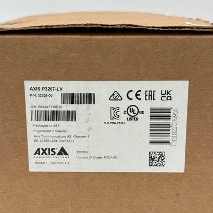 Axis P3267-LV IP Security Dome Camera 02329-001