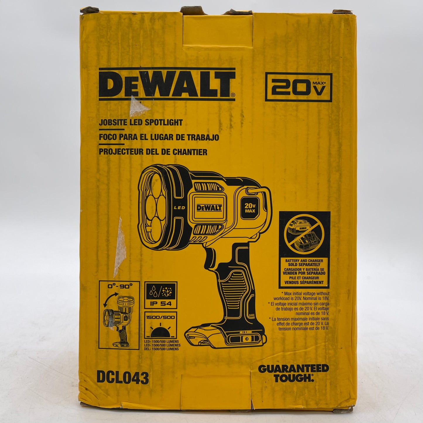 New DeWalt DCL043 20V MAX Jobsite Led Spotlight