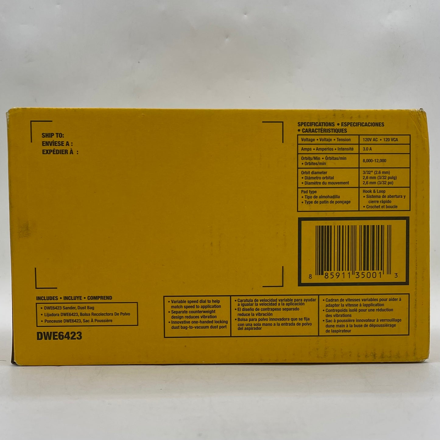 New Dewalt DWE6423 120V 5" Variable Speed Random Orbital Sander