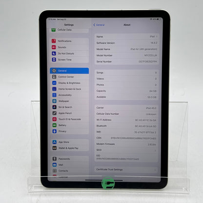 WiFi Only Apple iPad Air 4th Gen 64GB Green MYJ22LL/A