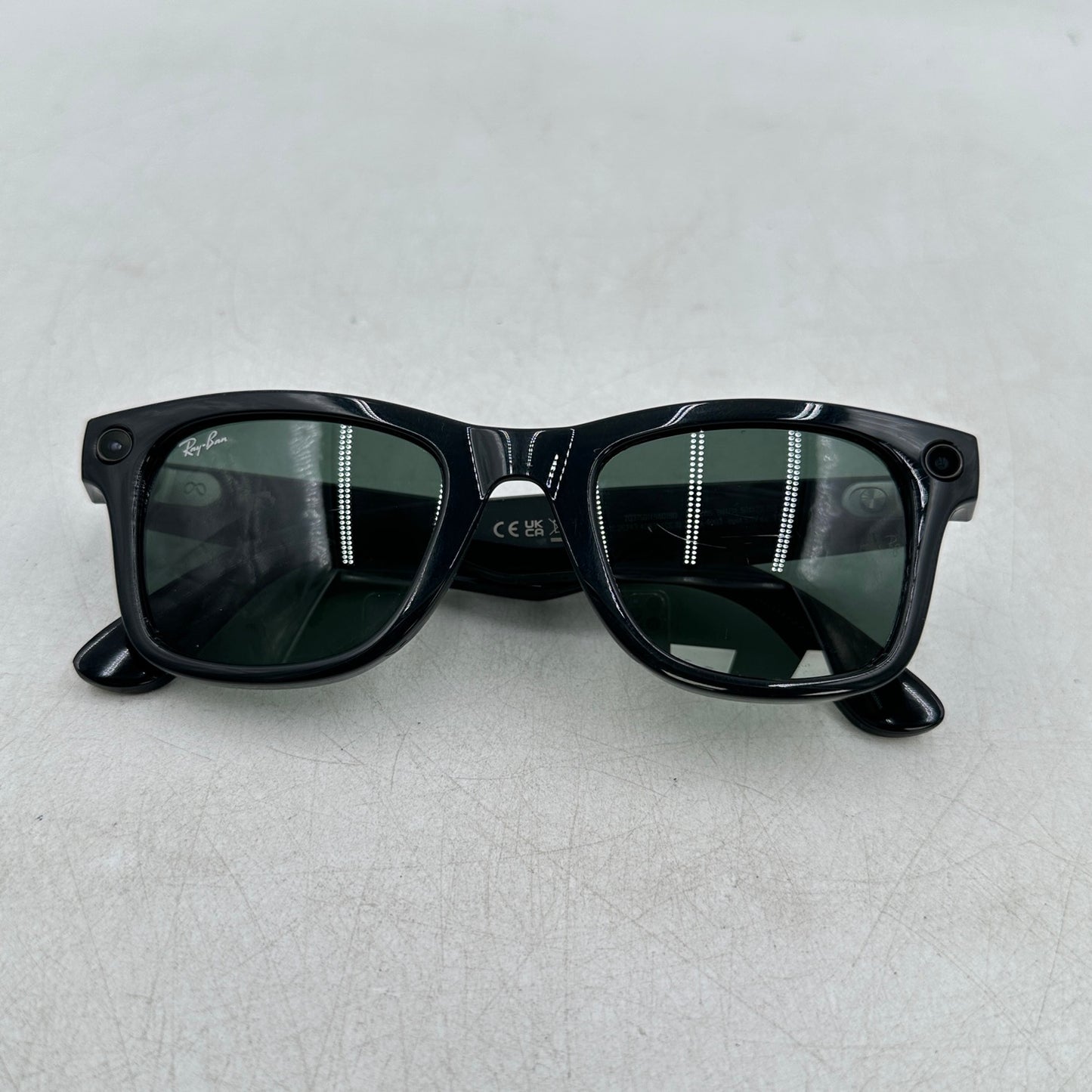 Ray-Ban Meta Wayfarer 019D Smart Glasses RW4006 Shiny Black/G15 Green Plano