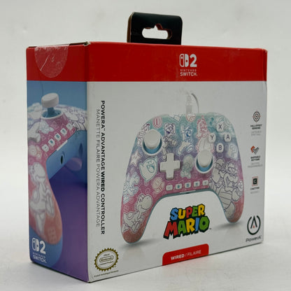 New PowerA Advantage Mushroom Kingdom Wired Controller White For Switch 2