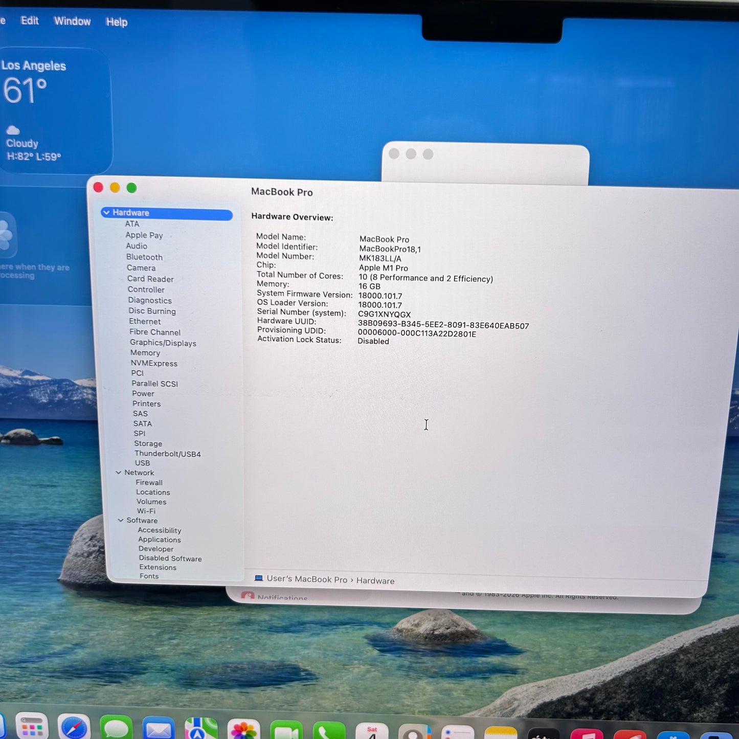 2021 Apple MacBook Pro 16" M1 Pro 16C GPU 3.2GHz 16GB RAM 512GB SSD A2485