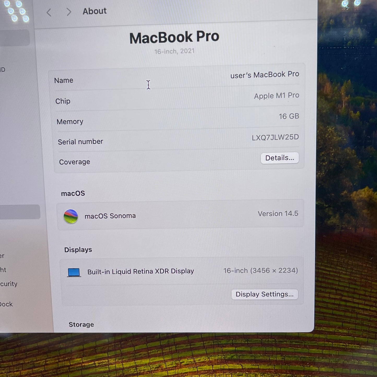 2021 Apple MacBook Pro 16" M1 Pro 16C GPU 3.2GHz 16GB RAM 512GB SSD A2485