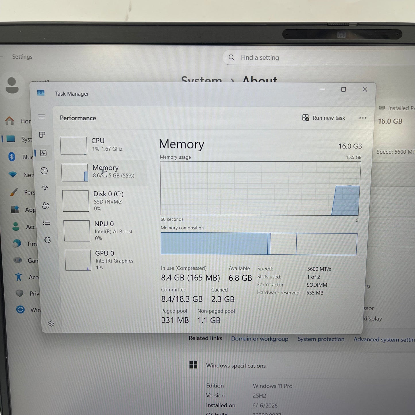 Dell Pro 16 PC16250 16" Core Ultra 5 225U 1.5GHz 16GB RAM 512GB SSD