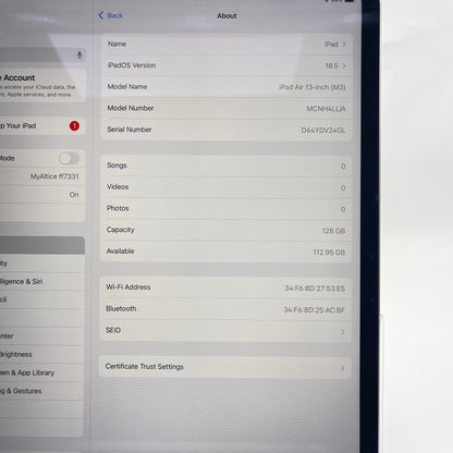 WiFi Only Apple iPad Air 13" M3 128GB Space Gray MCNH4LL/A