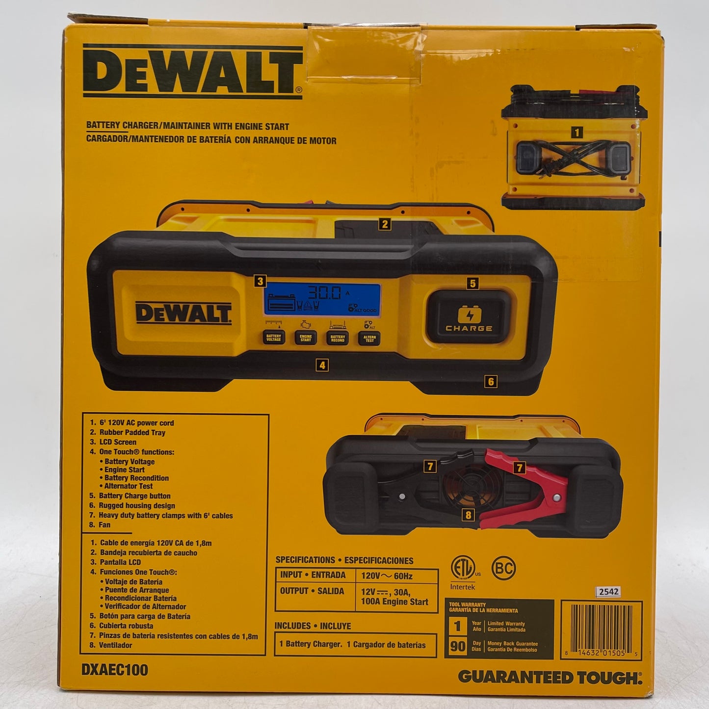 New DeWalt DXAEC100 Battery Charger/Maintainer with Engine Start