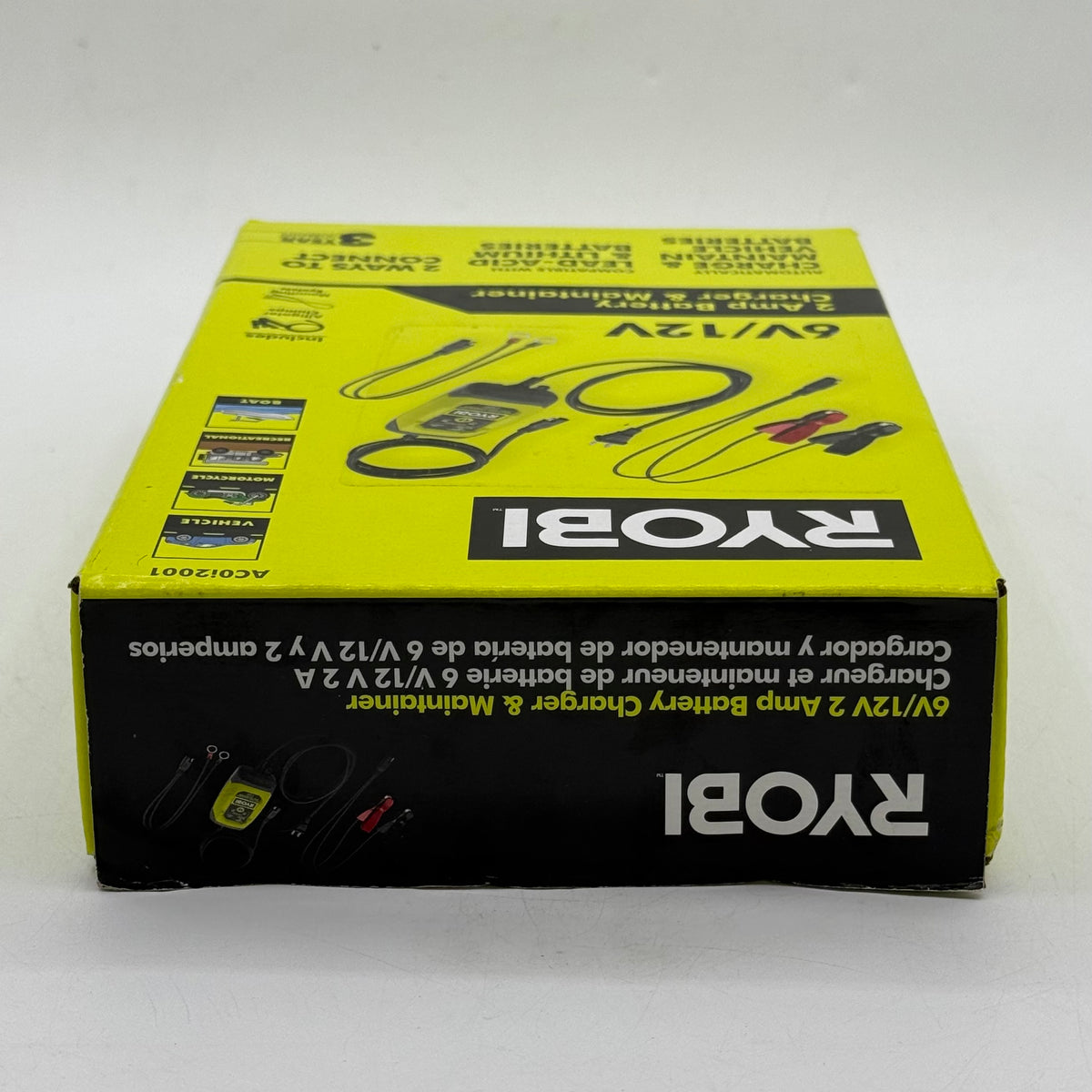 New Ryobi AC0i2001 6V/12V 2 Amp Battery Charger & Maintainer
