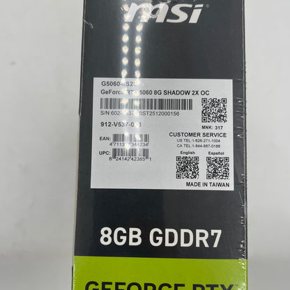 New MSI GeForce RTX 5060 Ventus 2X OC 8GB GDDR7 Graphics Card 912-V537-038