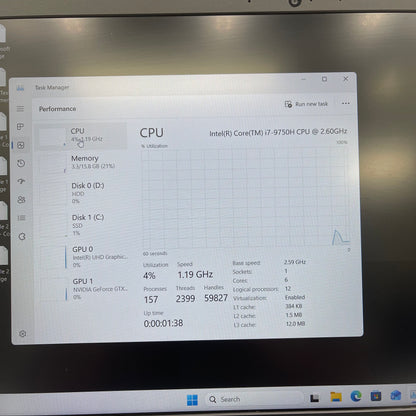 Dell G5 15.6" i7-9750H 2.6GHz 16GB RAM 256GB SSD 1TB HDD GeForce GTX 1660 Ti
