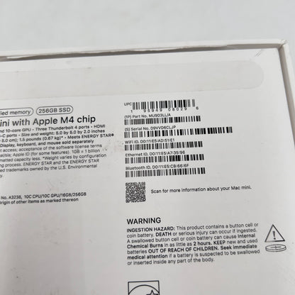 2024 Apple Mac Mini M4 10 Core 4.5GHz 16GB RAM 256GB SSD MU9D3LL/A