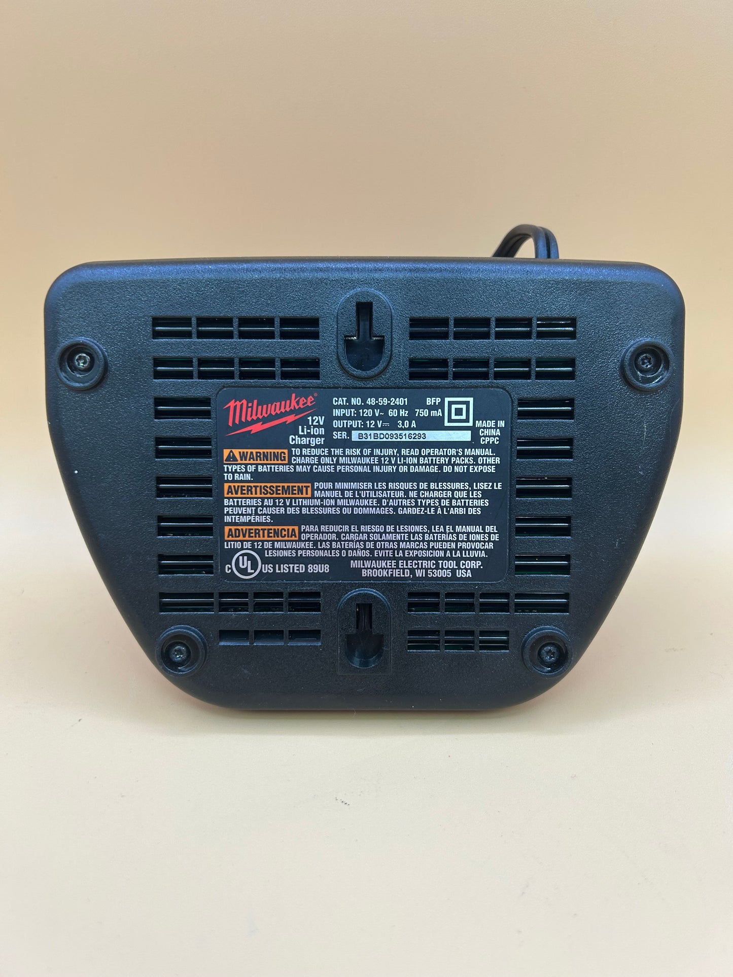 Milwaukee 48-59-2401 M12 12V Battery Charger Only