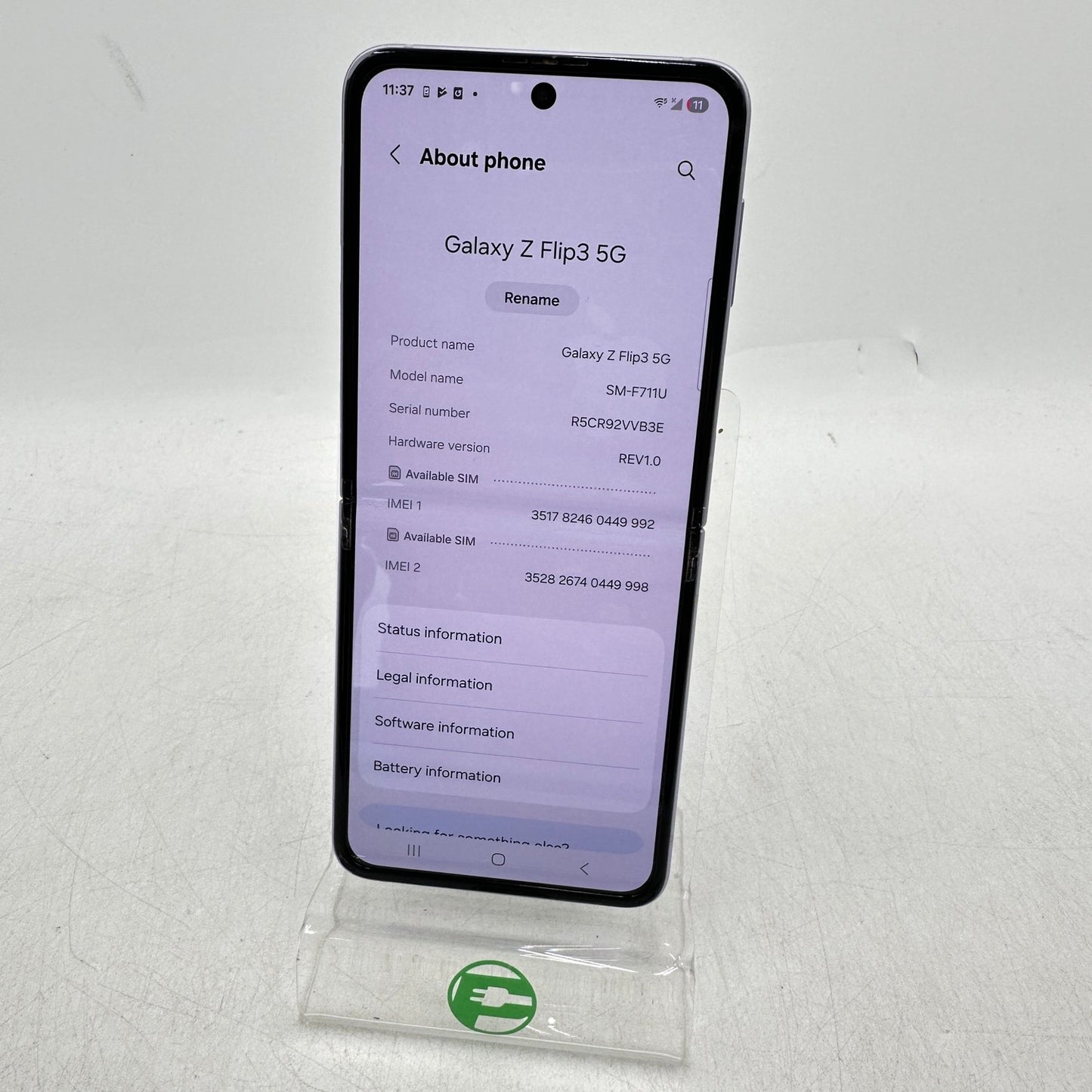 Unlocked Samsung Galaxy Z Flip3 8GB RAM 128GB SM-F711U Lavender READ