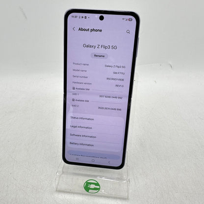 Unlocked Samsung Galaxy Z Flip3 8GB RAM 128GB SM-F711U Lavender READ
