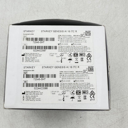 Starkey Genesis AI 16 ITC R 72045-SHT + Charger Like new