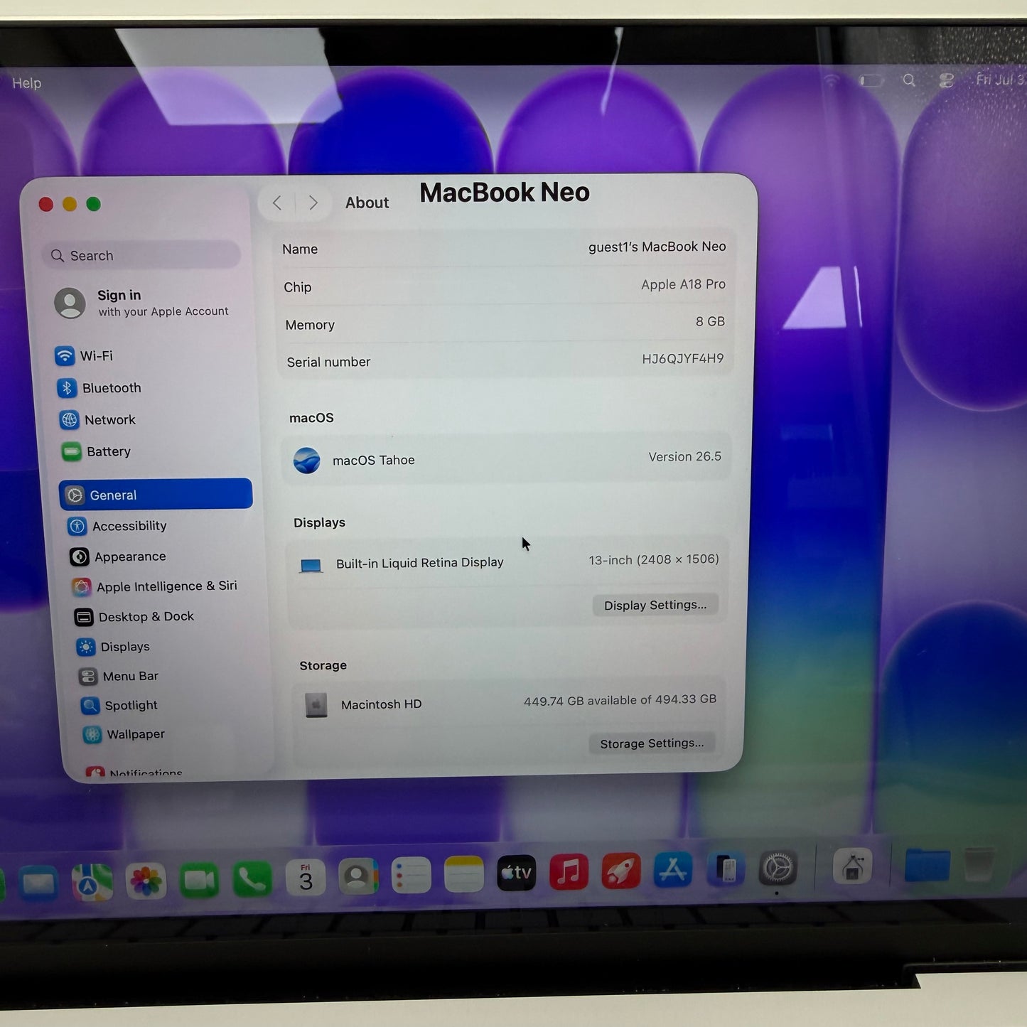 2026 Apple MacBook Neo 13" A18 Pro 5C GPU 4.0GHz 8GB RAM 512GB SSD A3404