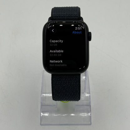 Unlocked Apple Watch SE 2nd Gen 44MM Midnight Aluminum Anchor Blue Sport Loop
