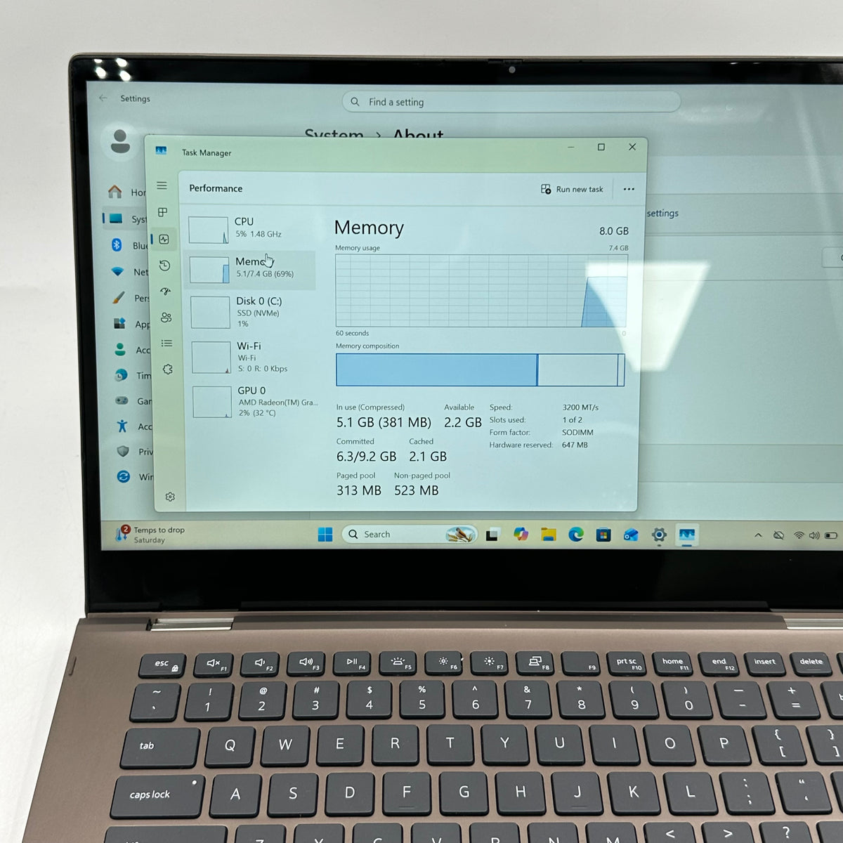 Dell Inspiron 7405 14" Ryzen 5 4500U 2.3GHz 8GB RAM 256GB SSD
