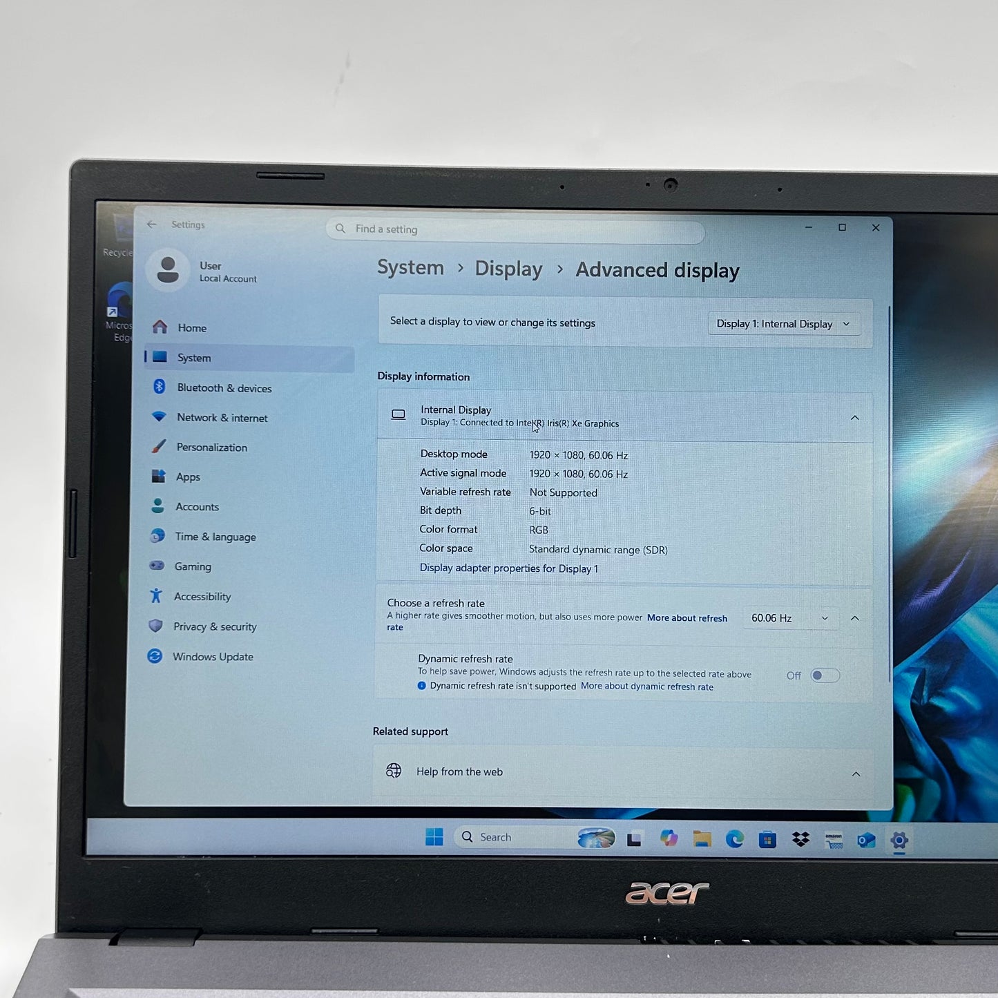 Acer Aspire 5 AN515‑58 15.6" i5-1335U 1.3GHz 8GB RAM 512GB SSD