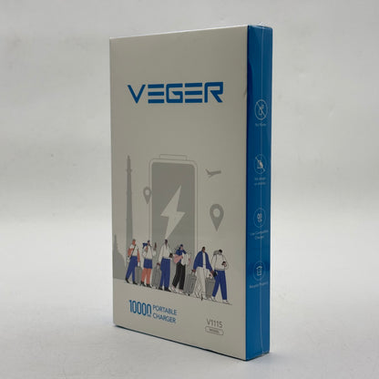New Veger 10000mAh Portable Charger 15W Portable Power Bank V1115 White
