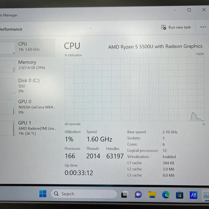 Asus Zenbook 14 Q408UG 13" Ryzen 5 5500U 2.1GHz 8GB RAM 256GB SSD NVIDIA MX450