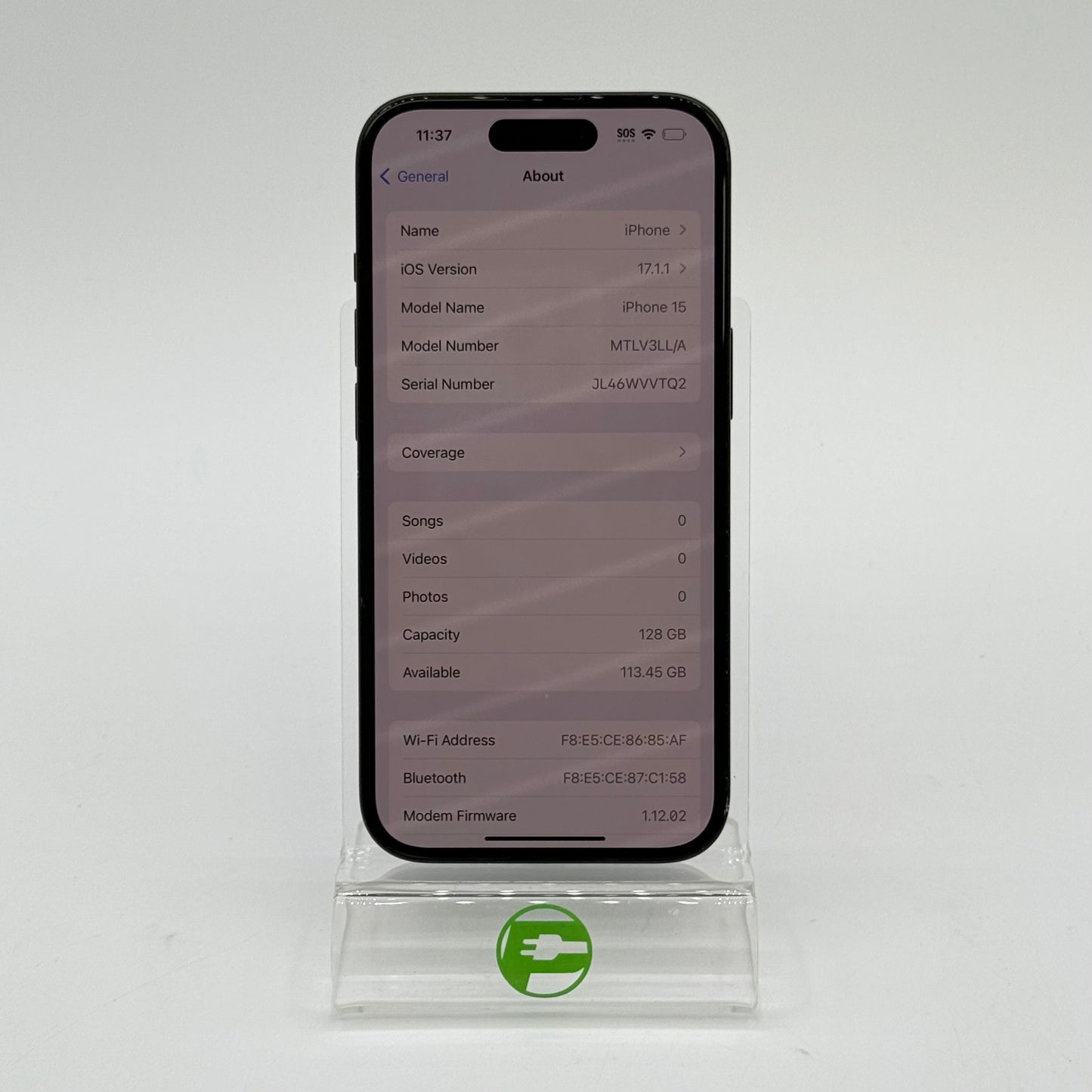 Unlocked Apple iPhone 15 128GB Black MTLV3LL/A