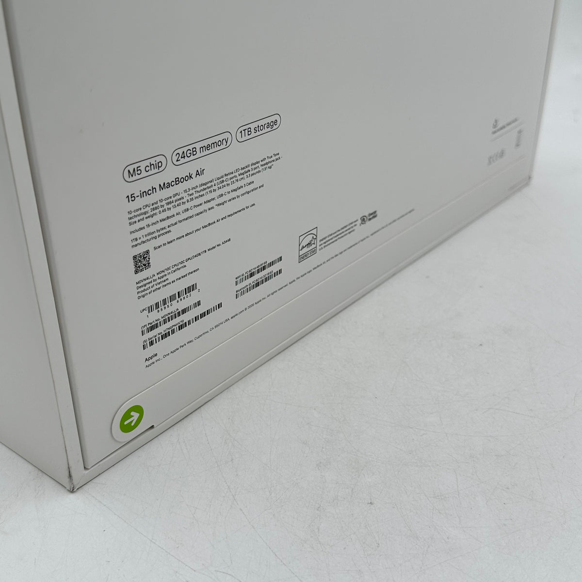 New 2026 Apple MacBook Air 15" M5 10C GPU 4.6GHz 24GB RAM 1TB SSD A3448