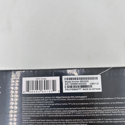New TP-Link Archer BE3200 Dual-Band Wi-Fi Router 0150604777