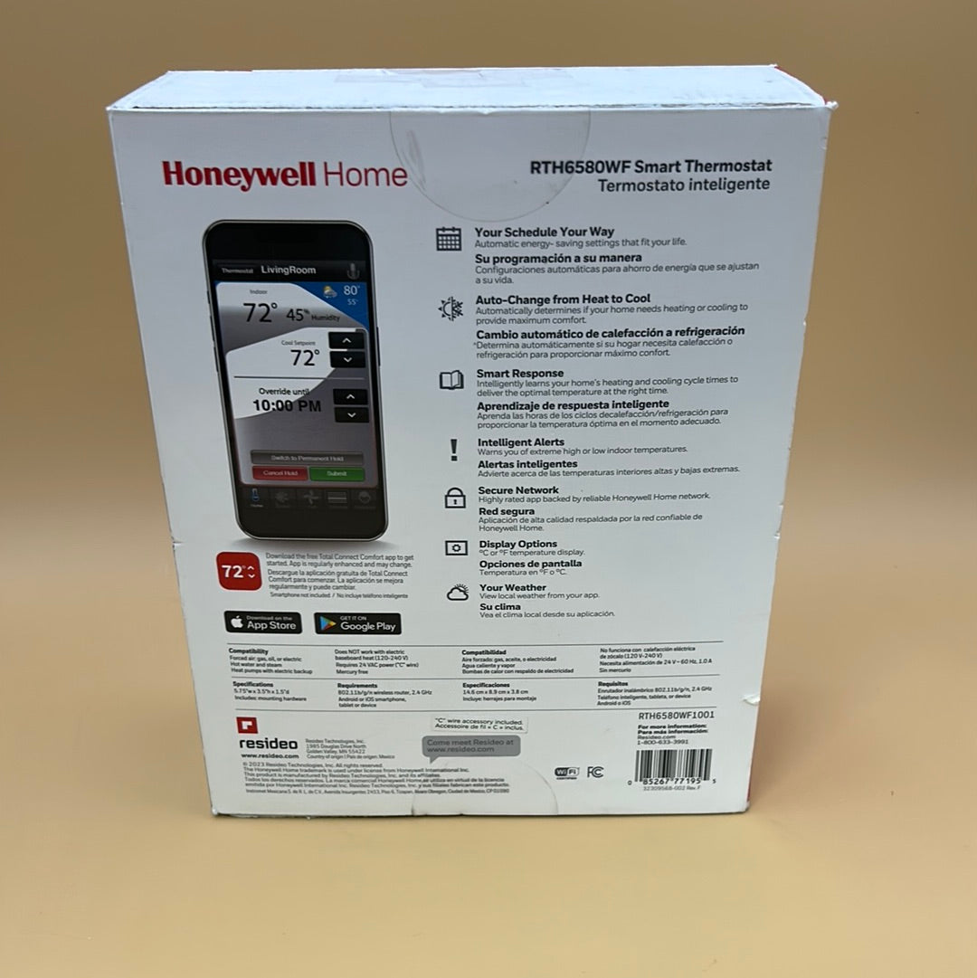 Honeywell Smart Thermostat White RTH6580WF