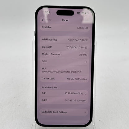 Factory Unlocked Apple iPhone 15 128GB Black MTLV3LL/A