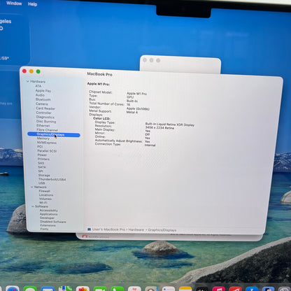 2021 Apple MacBook Pro 16" M1 Pro 16C GPU 3.2GHz 16GB RAM 512GB SSD A2485
