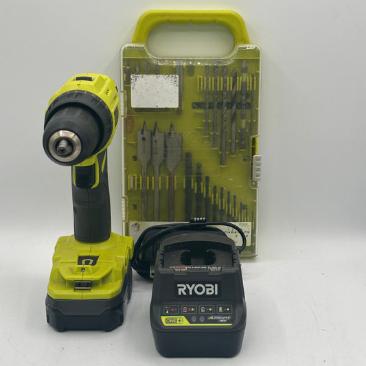 Ryobi P189 18V 1/2" Drill Driver w/ Ryobi 31 Piece Drill Bit Kit