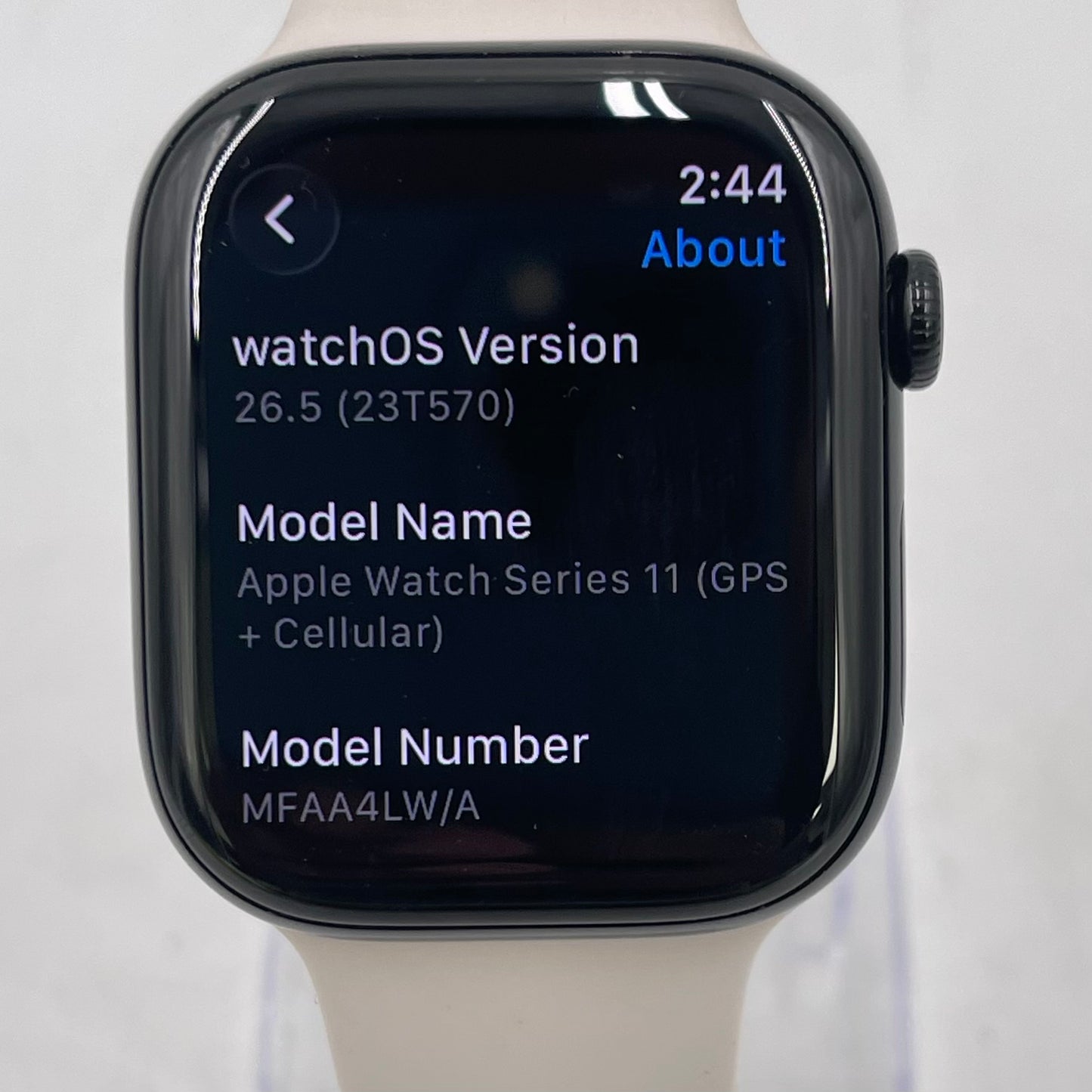 Unlocked Apple Watch Series 11 46MM Jet Black Aluminum Starlight Sport Band 