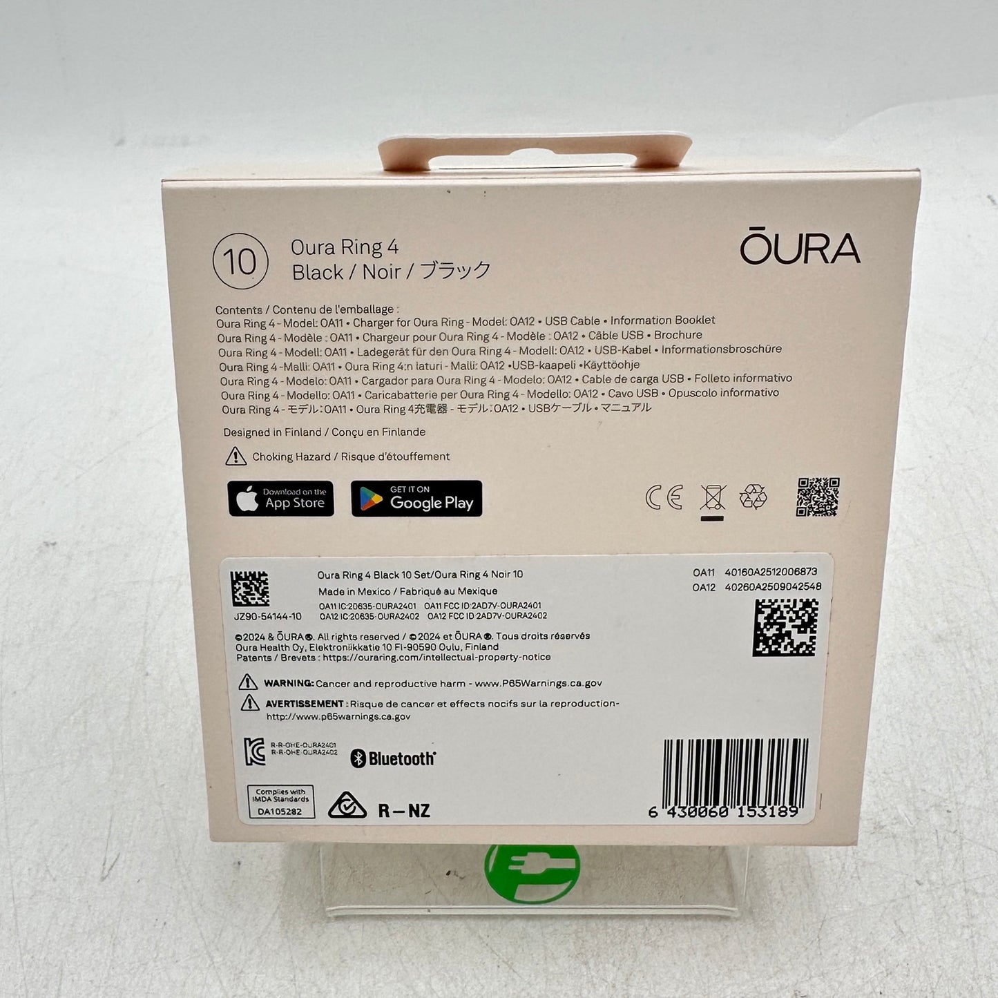 New Oura Ring 4 Size 10 Smart Ring/Activity Tracker JZ90-54144-10 Black