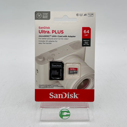 New SanDisk Ultra Plus 64GB 150MB/s SDXC Card HD SDSQXBZ-064G-AP6MA