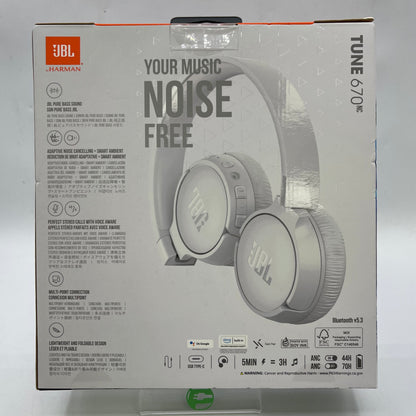 New JBL Tune 670 Adaptive Noise Cancelling White JBLT670NCWHTAM