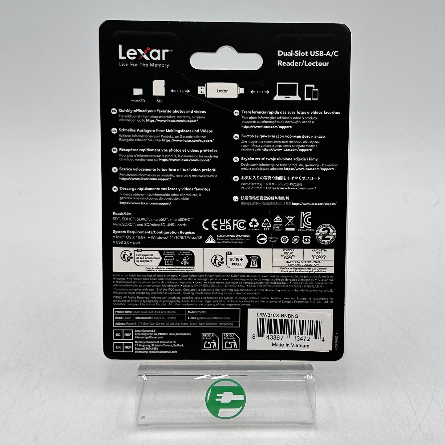 New Lexar RW310 Dual-Slot USB-A/C  3.1 GEN 1 Card Reader LRW310X-BNBNG