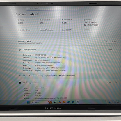 Asus Vivobook 16X OLED K3605V i9-13900H 2.6GHz 16GB RAM 1TB SSD GeForce RTX 4050
