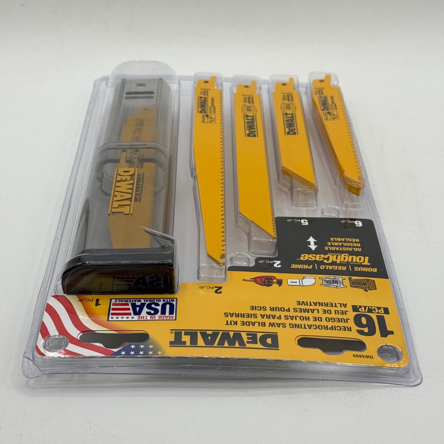 New DeWalt DW4899 16-Piece Reciprocating Saw Blade Kit With Case