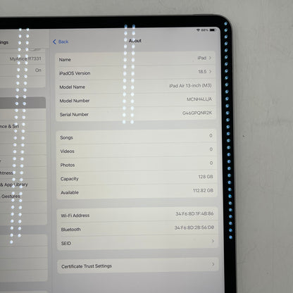 WiFi Only Apple iPad Air 13" M3 128GB Space Gray MCNH4LL/A