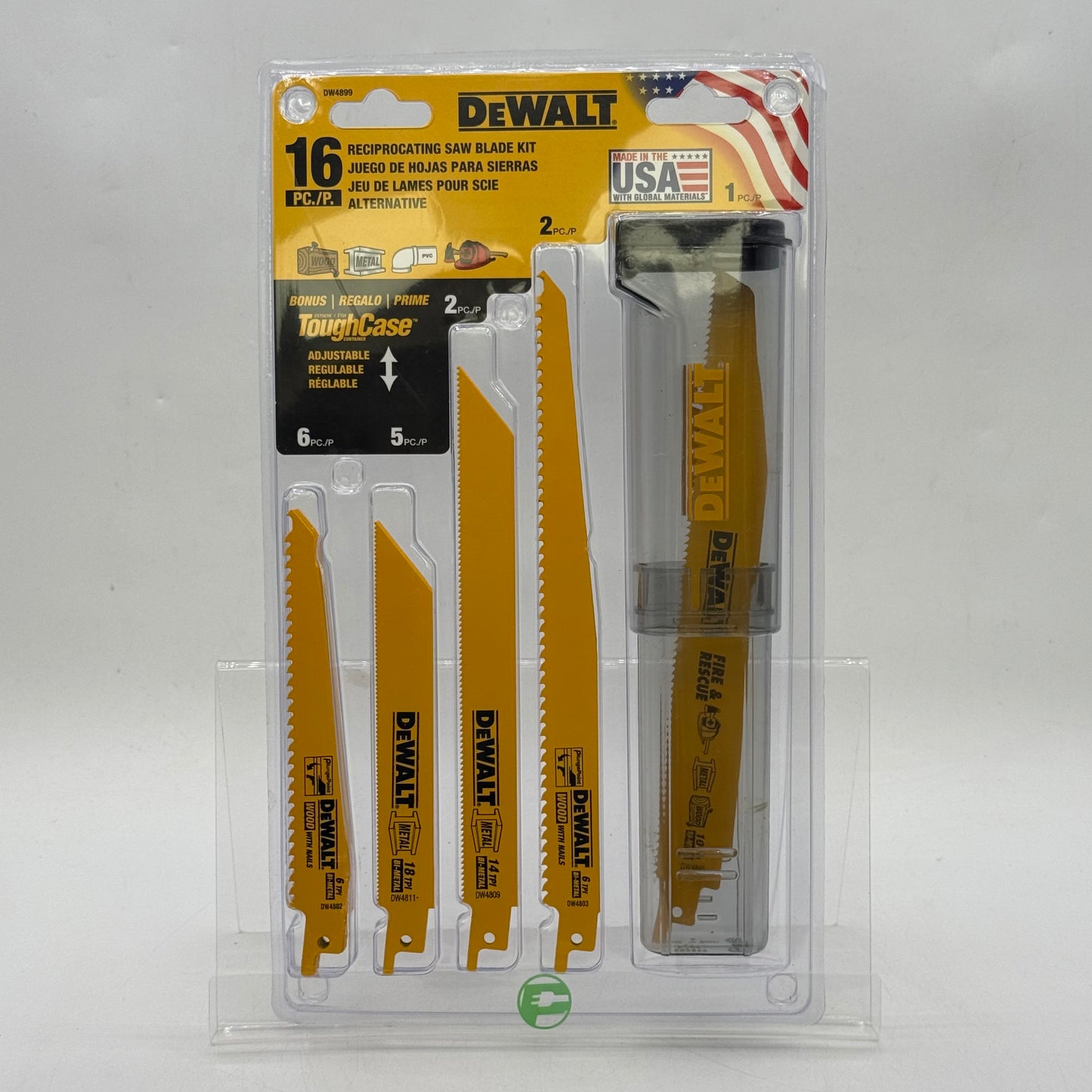 New DeWalt DW4899 16-Piece Reciprocating Saw Blade Kit With Case