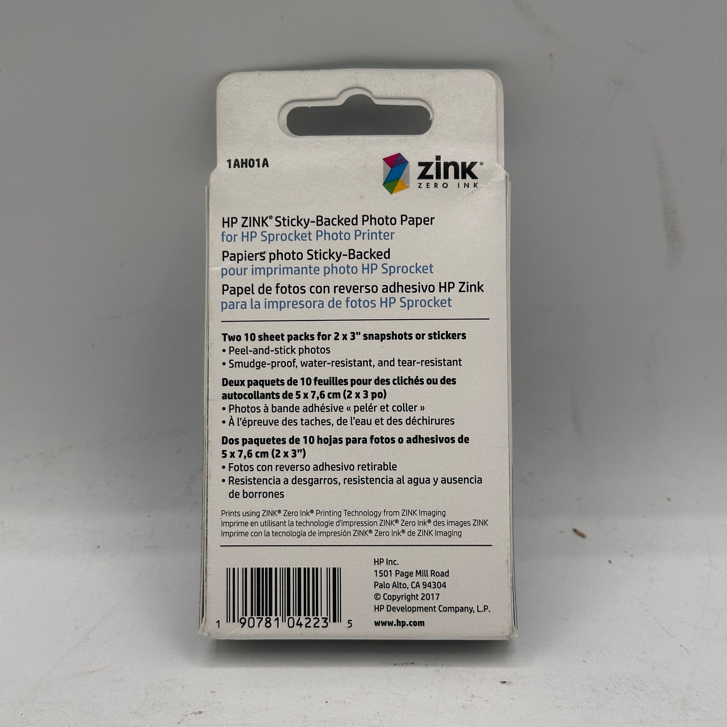 New HP Zink Photo paper 20 sheets 1ah01a